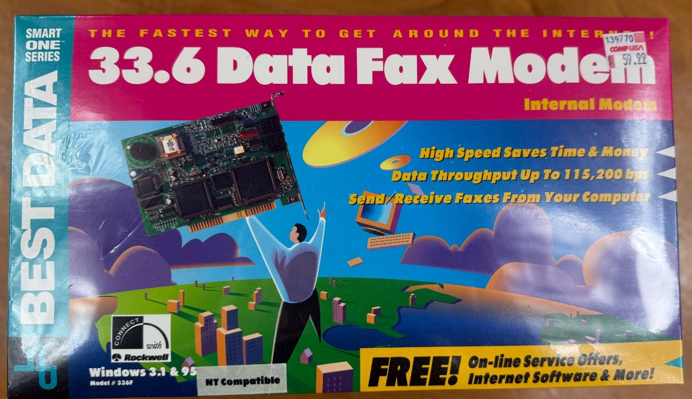 New Vintage Best Data Fax modem External 33.6 v.34 NIB