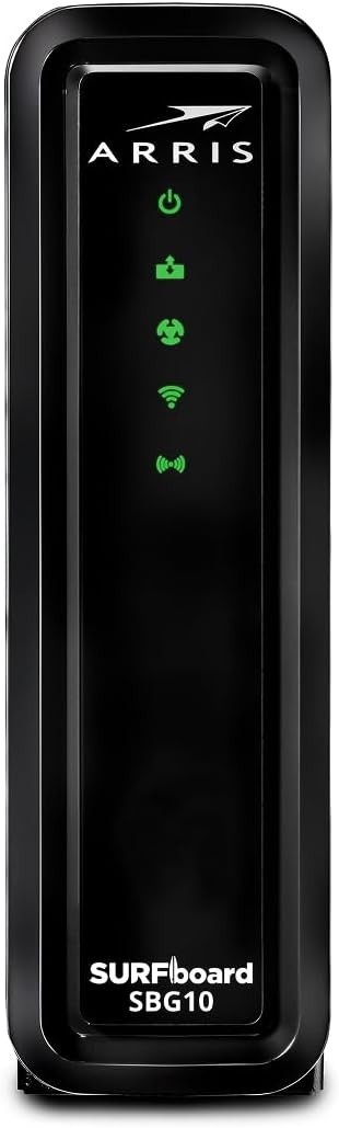 Arris SBG10 Cable Modem Router Combo Black DOCSIS 3.0 4 Ethernet Ports 400 Mbps