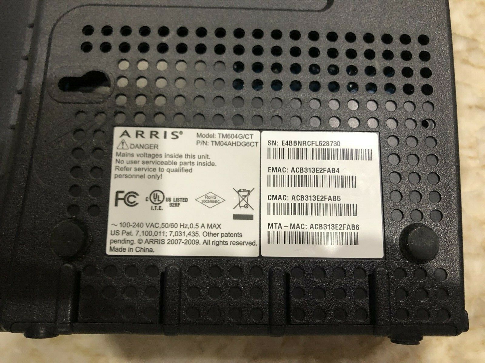 ARRIS TM604G Cable Touchstone Telephony Modem – Model TM604G/CT A-11