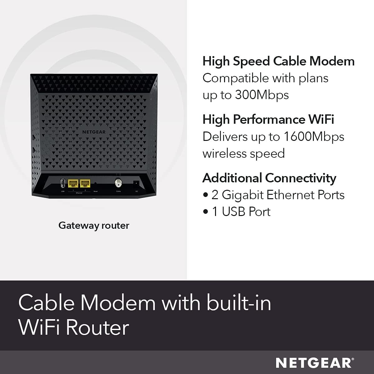 NETGEAR C6250 Cable Modem Router Combo AC1600 DOCSIS 3.0!