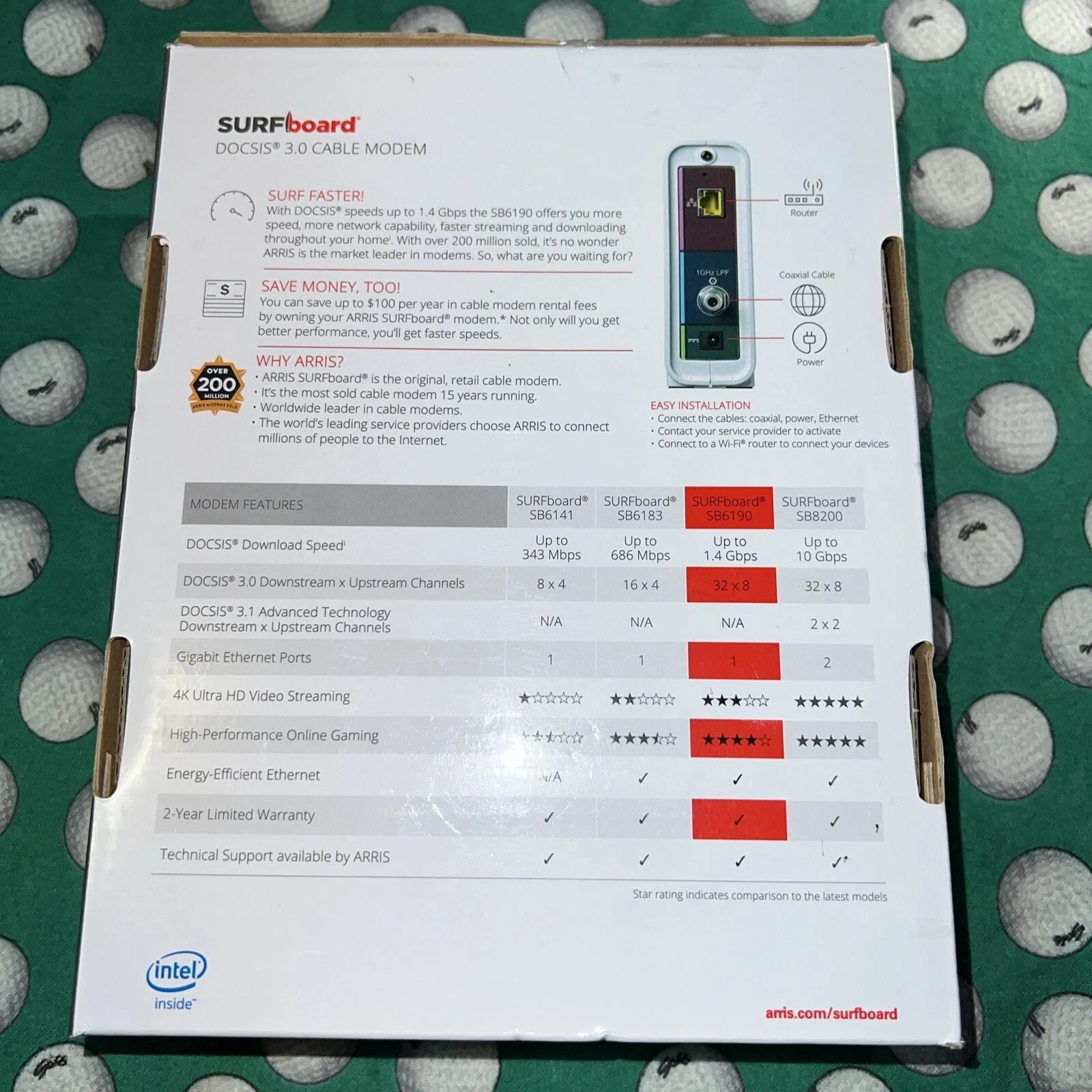 ARRIS SURFboard SB6190 DOCSIS 3.0 32×8 Gigabit Cable Modem Comcast Xfinity