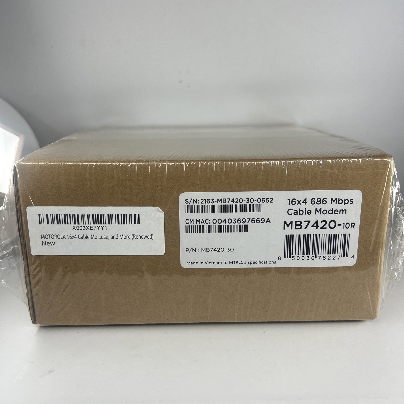 MOTOROLA MB7420 16 X 4 CABLE MODEM 686 Mbps SEALED REFURBISHED