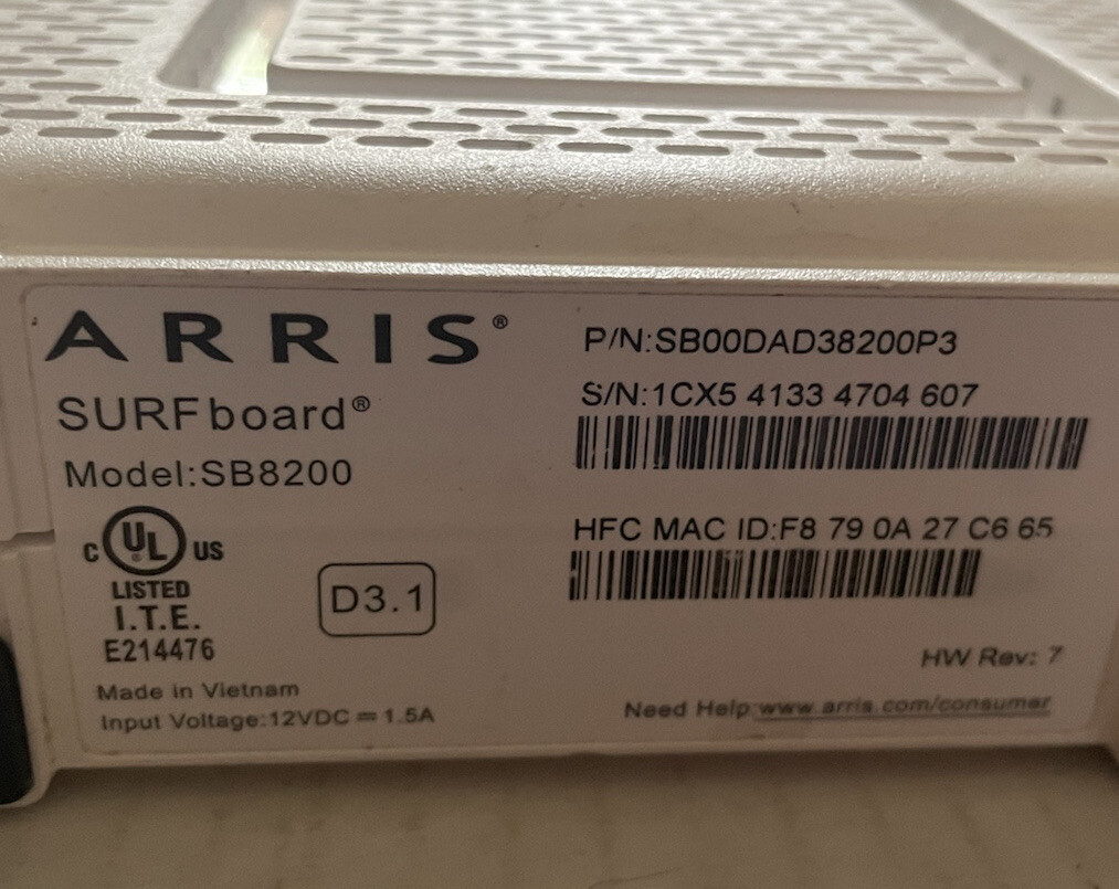 Arris Surfboard SB8200 Cable Modem