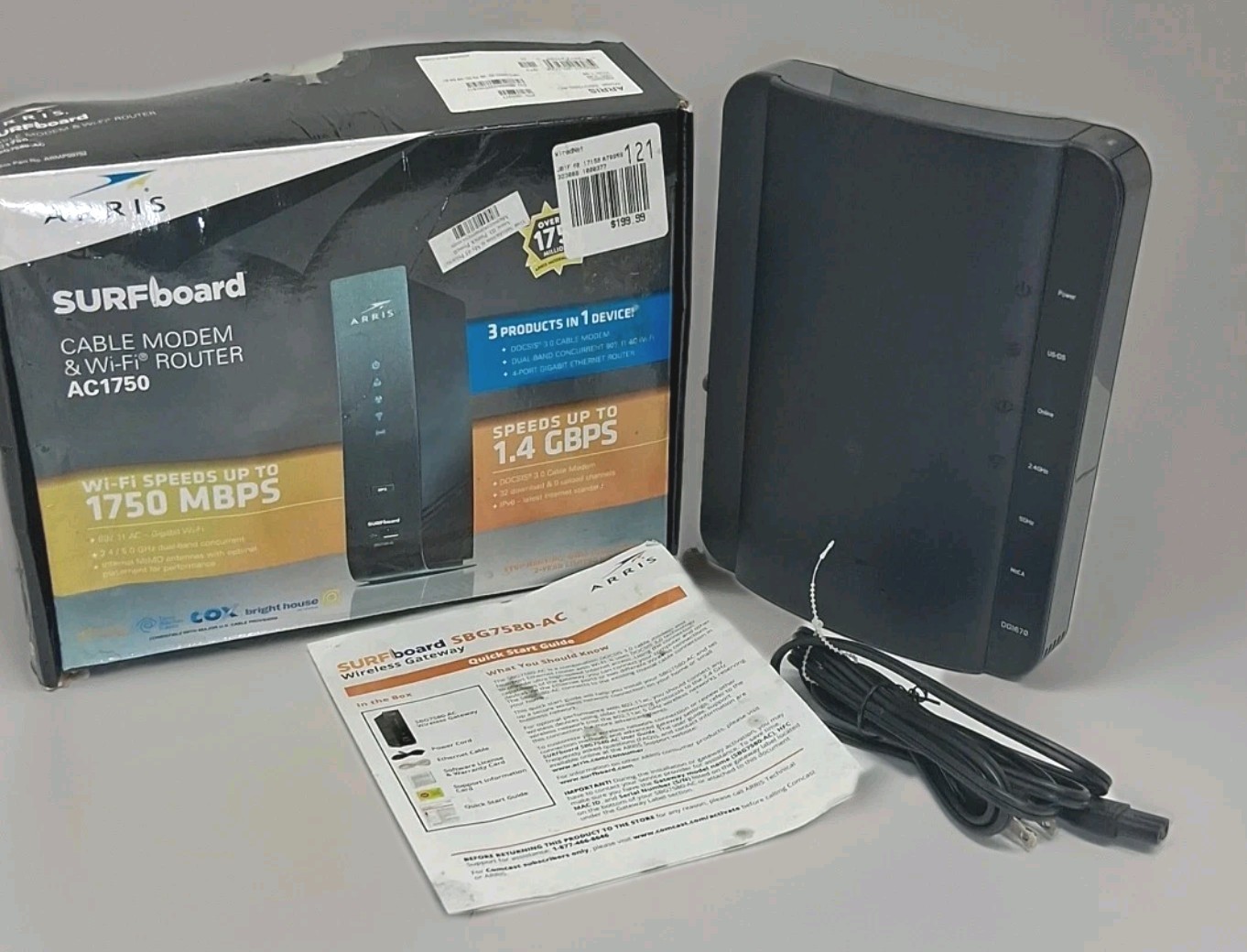ARRIS SURFboard AC1750 Cable Modem WiFi Router Combo DOCSIS 3.0 Open Box