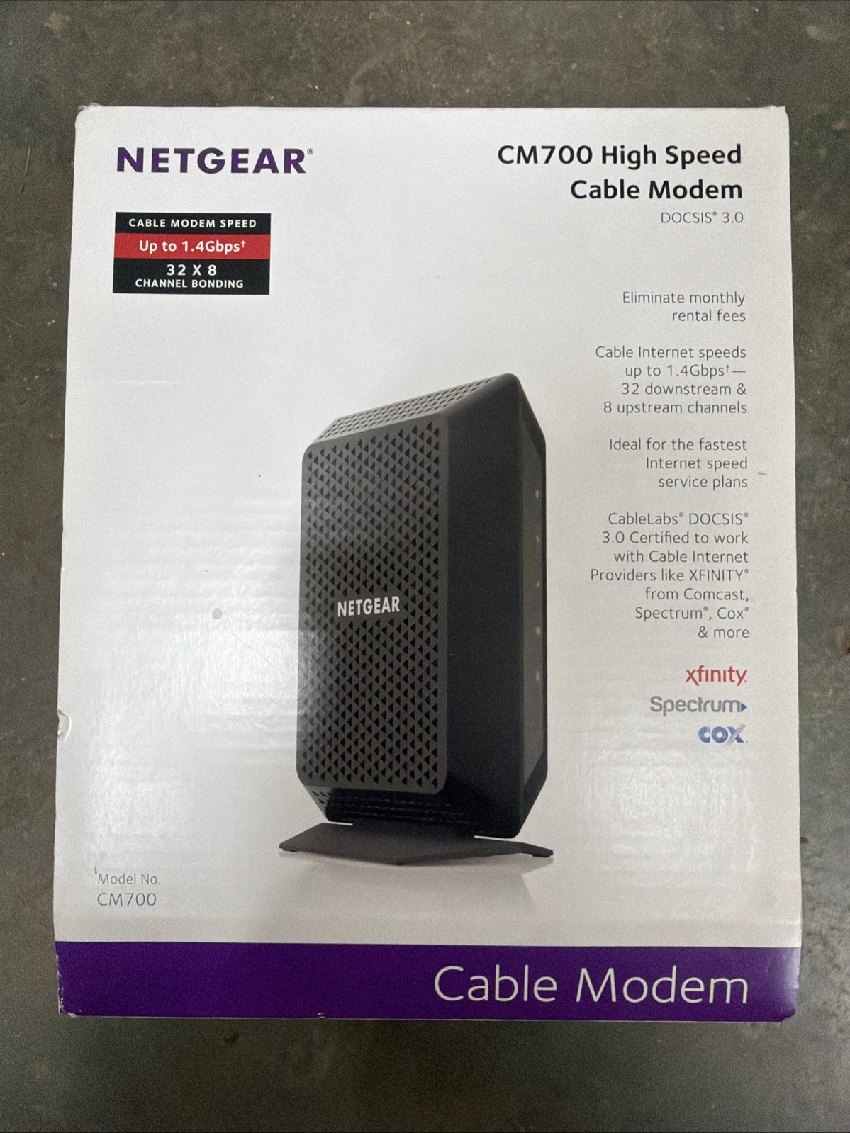 NETGEAR CM700 Cable Modem 800Mbps DOCSIS 3.0Black,UpTo 1.4Gbps32x8ChannelBonding