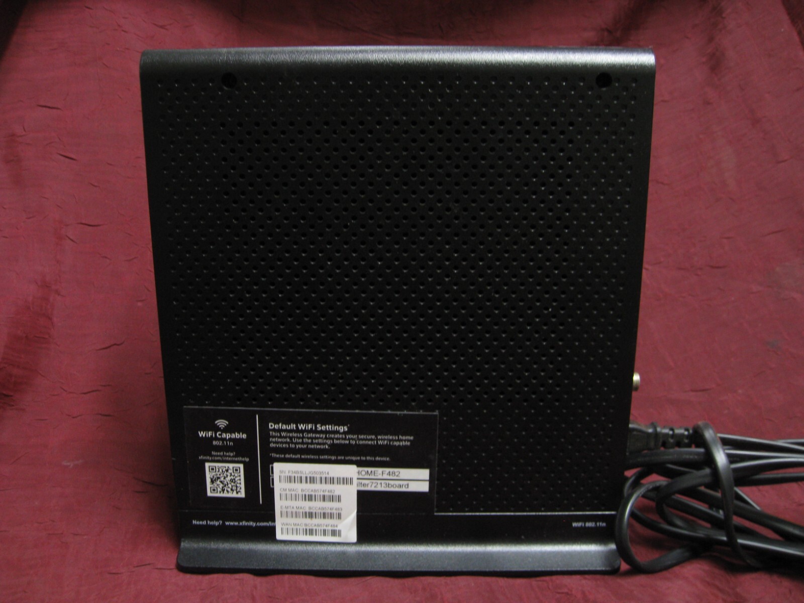 Arris Xfinity Comcast Wireless wired Modem Router TG862G/CT TG02DH7862CT & cord
