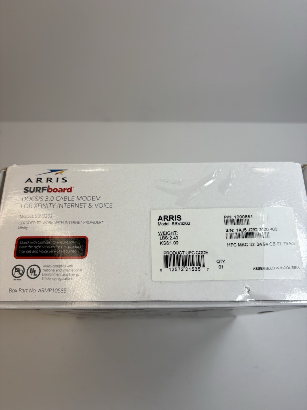 ARRIS SBV3202 Docsis 3.0 Voice Cable Modem – Black