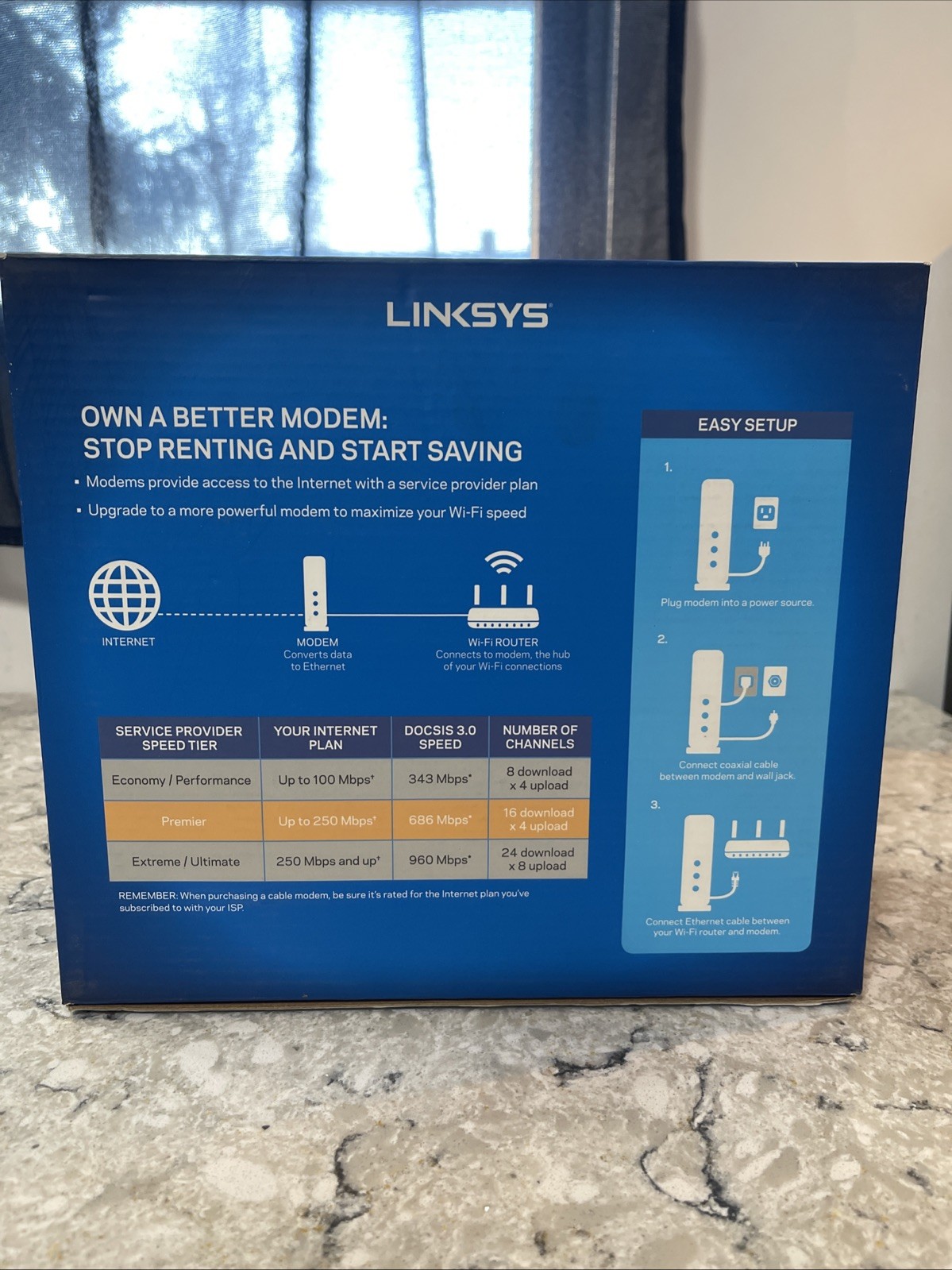 LINKSYS 16 x 4 Cable Modem | 16 x 4 Bonded Channels | DOCSIS 3.0 | CM3016