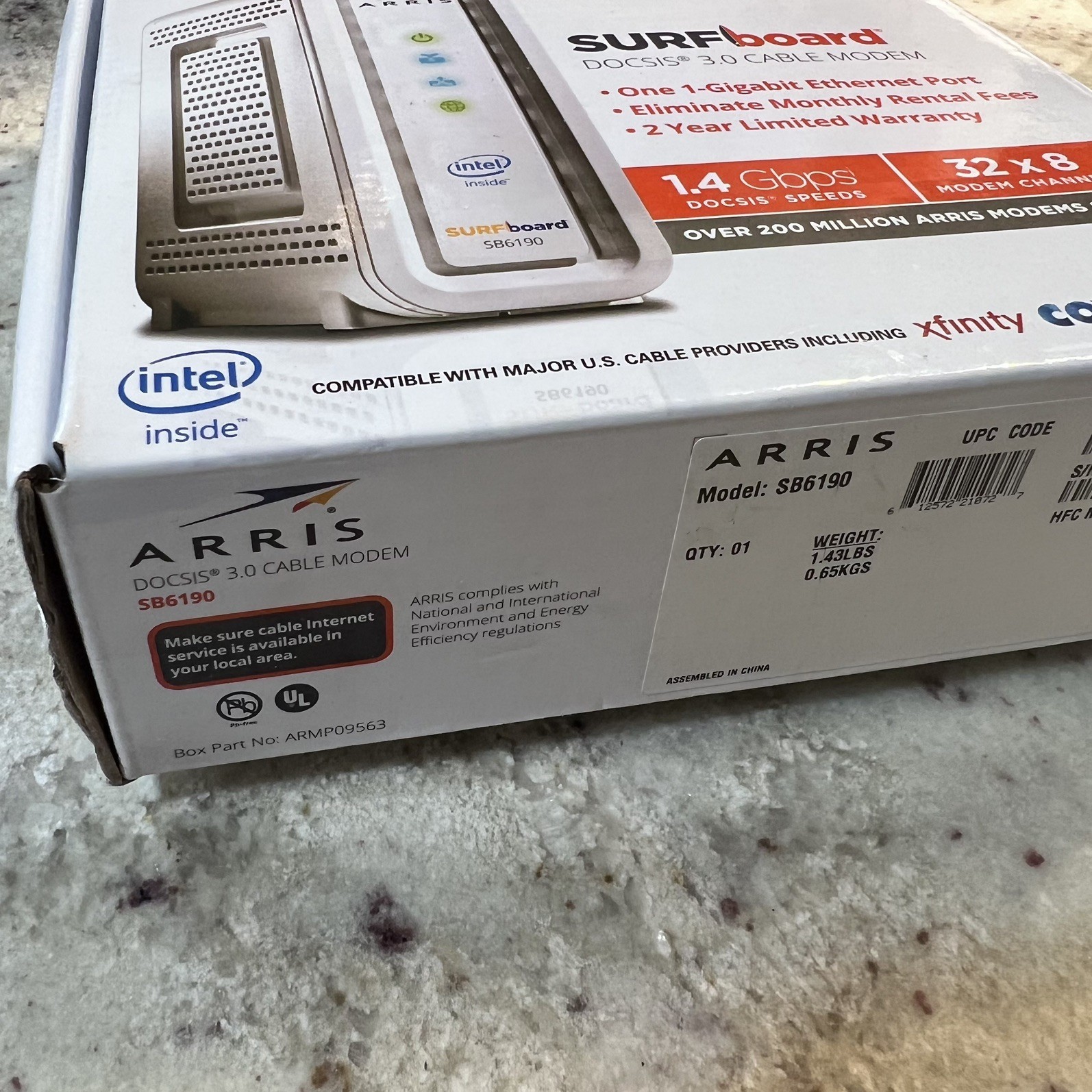 ARRIS SURFboard SB6190 DOCSIS 3.0 32 x 8 Gigabit Cable Modem White