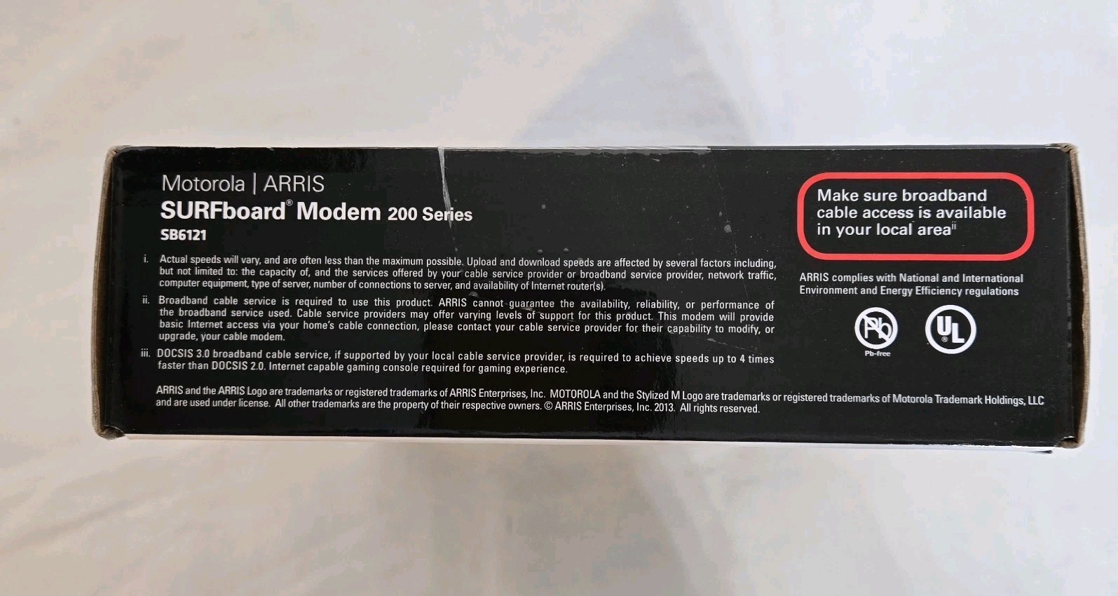 Motorola Arris SURFboard SB6121 DOCSIS 3.0 Cable Modem – Black W/AC Adapter