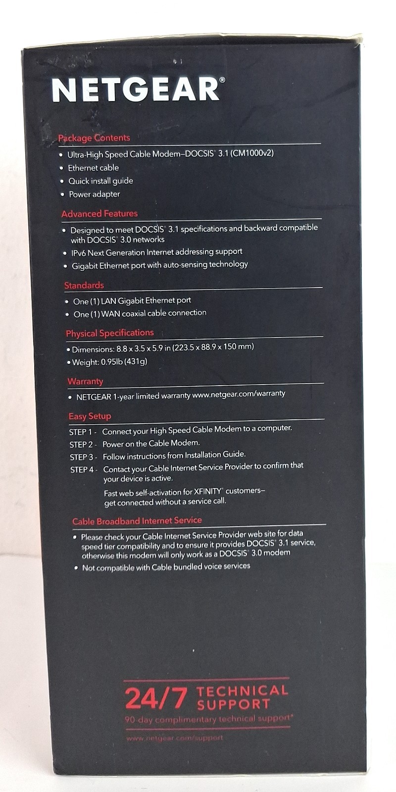 NETGEAR CM1000 DOCSIS 1000Mbps Cable Modem (CM1000-1AZNAS)