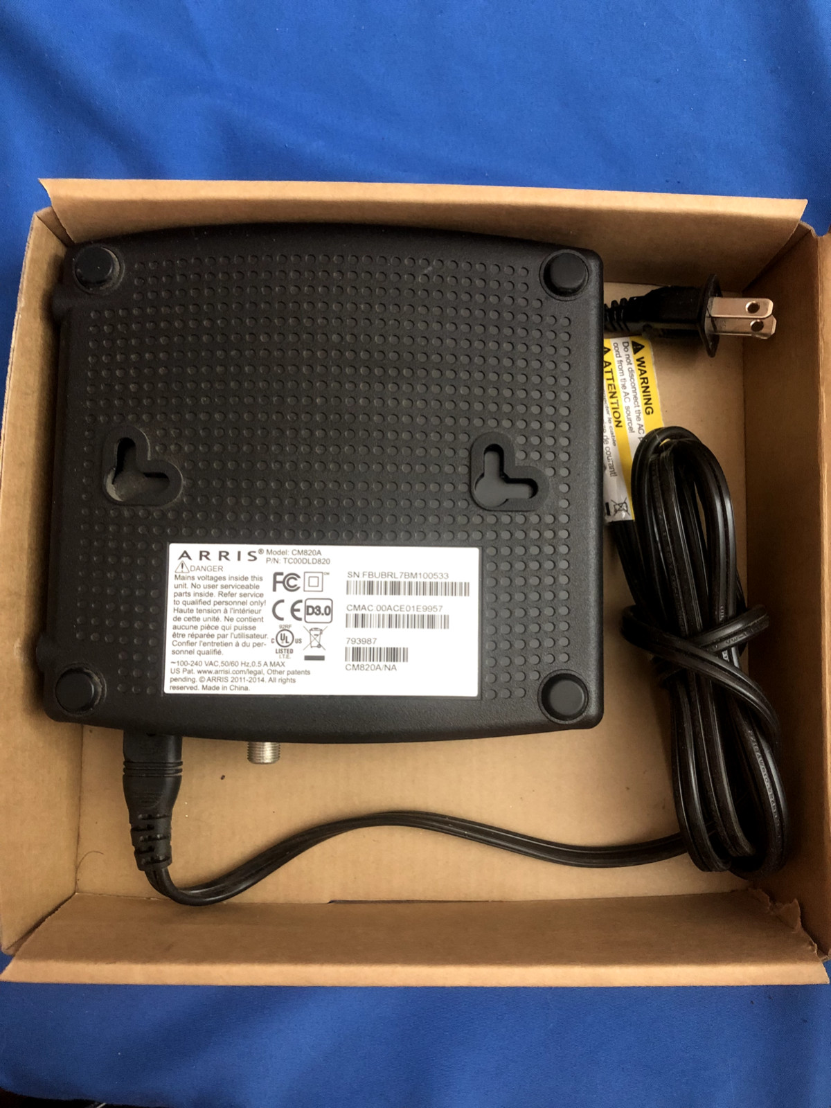 ARRIS Touchstone CM820A DOCSIS 3.0 Cable Modem – Tested & Working