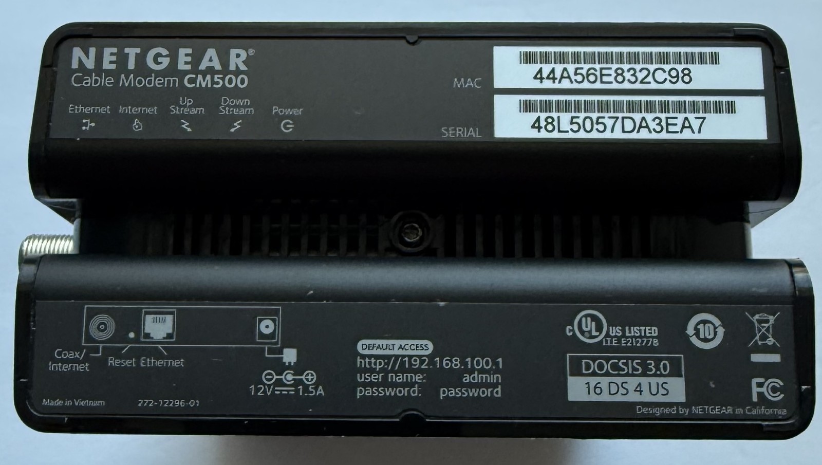 NETGEAR CM500 (CM500100NAS) 680 Mbps – Black