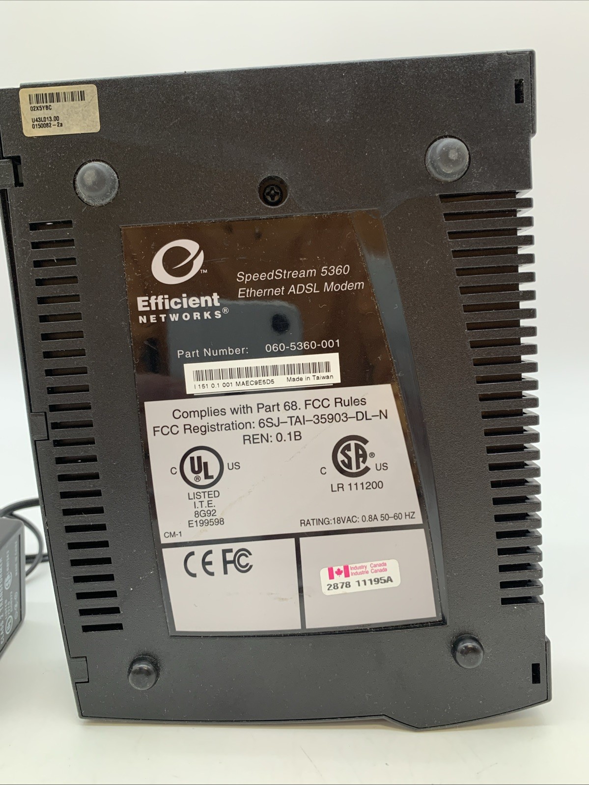 Efficient Networks SpeedStream 5360 Ethernet ADSL Modem w/ Power Adapter