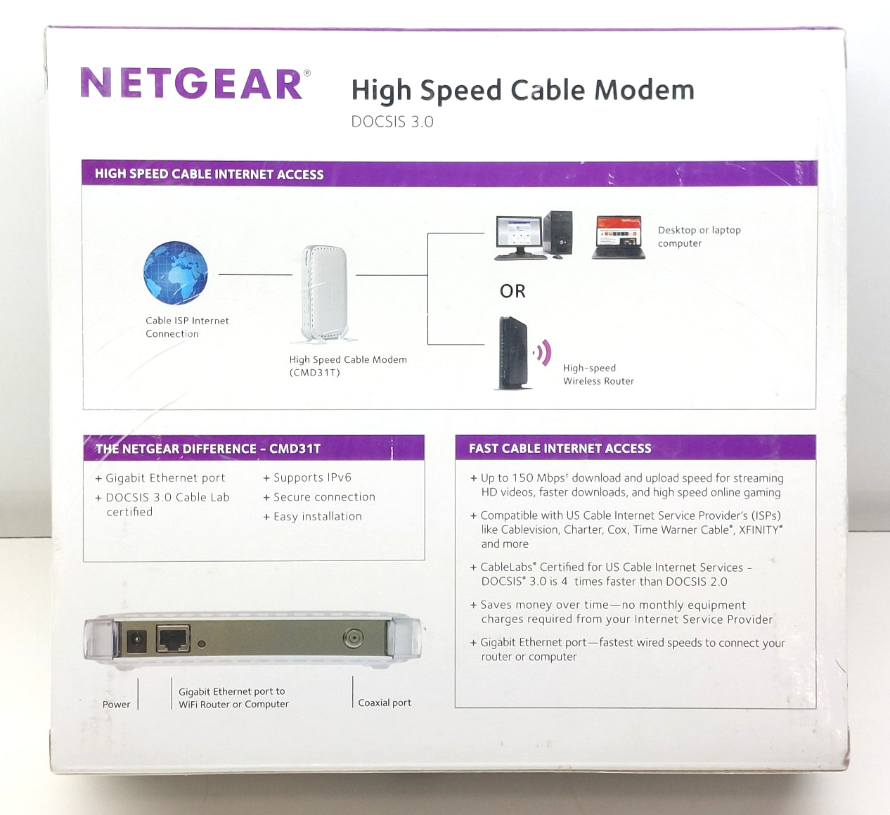 Netgear High Speed Cable Modem CMD31T DOCSIS3.0