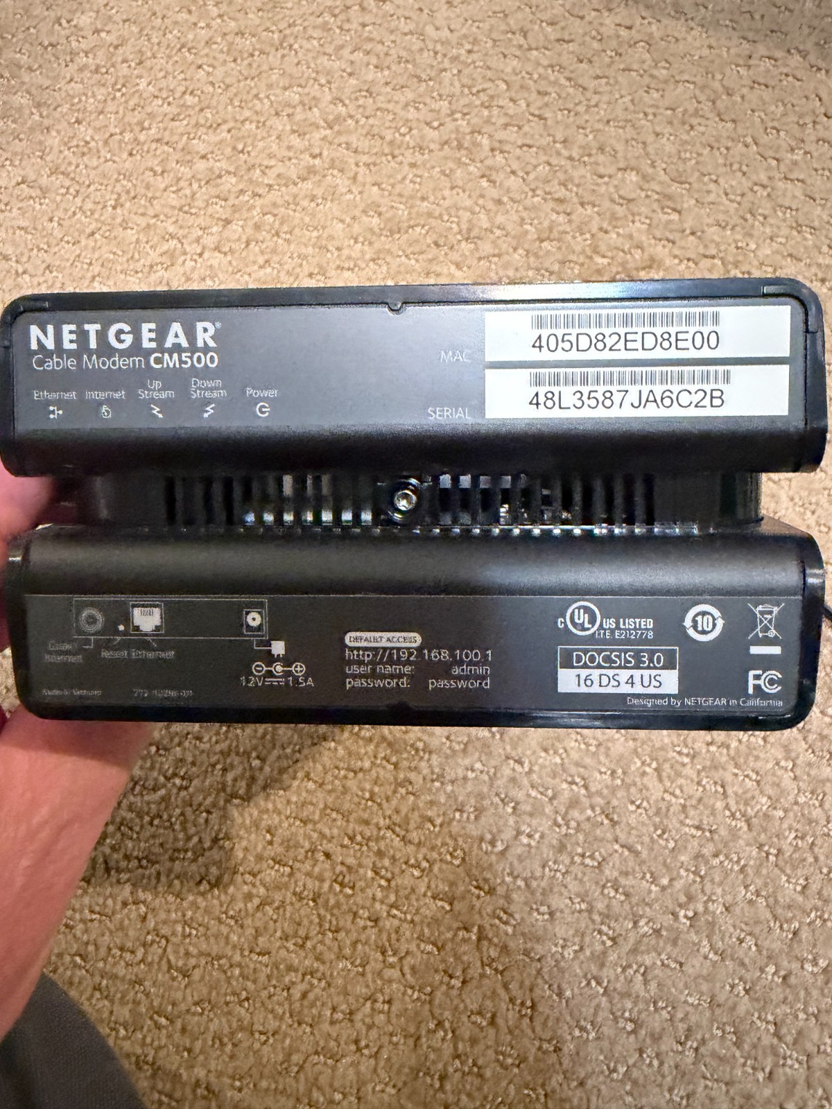 NETGEAR CM500 High Speed Cable Modem DOCSIS 3.0 (Up to 680Mpbs) (Make an Offer!)