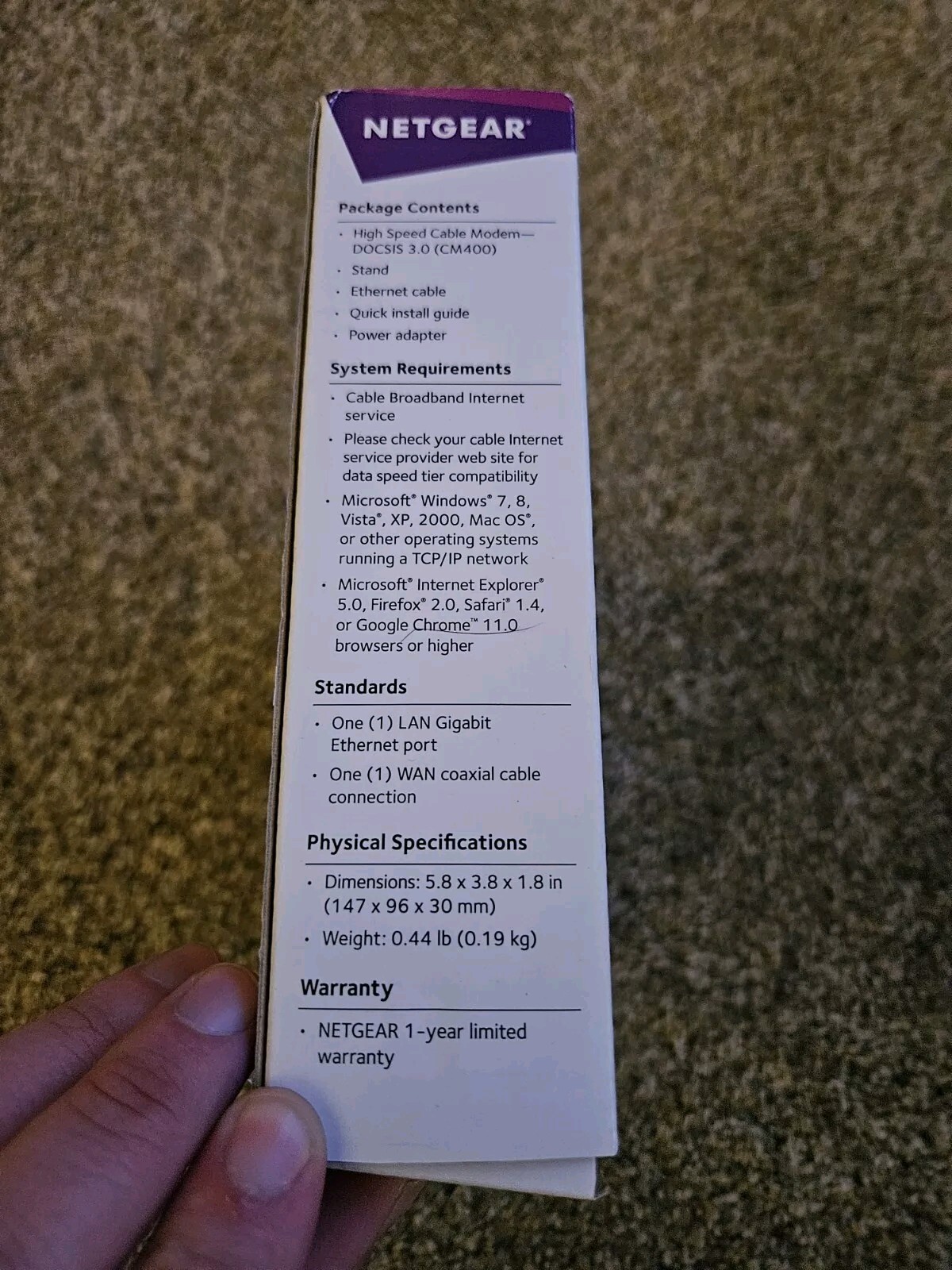 NETGEAR CM400 (Up To 340Mbps) High Speed Cable Modem