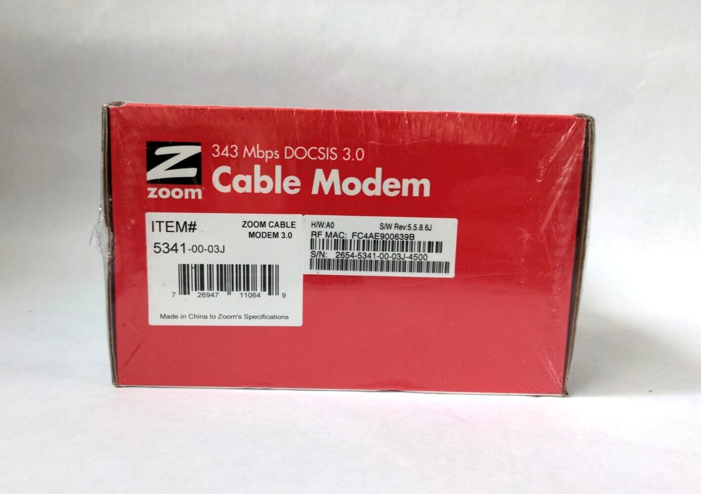 Zoom 343 Mbps DOCSIS 3.0 Cable Modem Model: 5341 NEW In Box Sealed