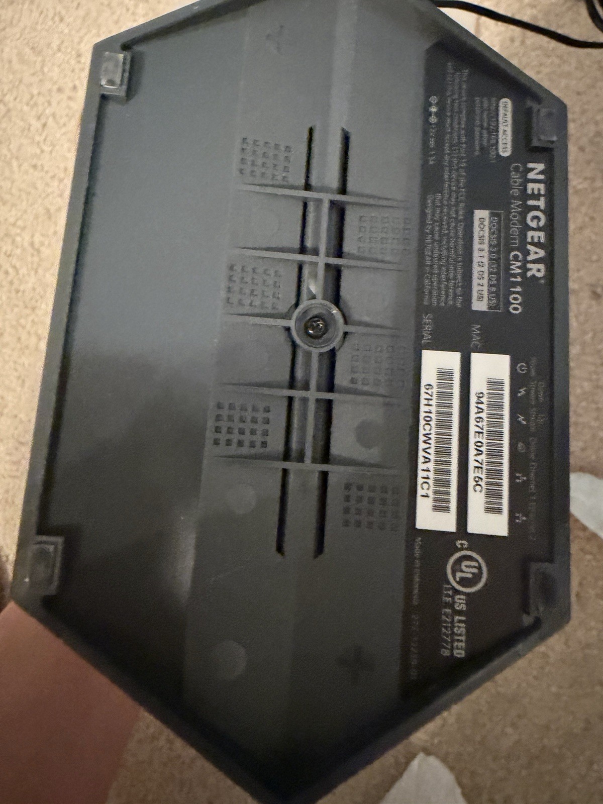 NETGEAR CM1100 DOCSIS 3.1 Cable Modem, 2 Ethernet Ports, Used, AC adapter E5C A