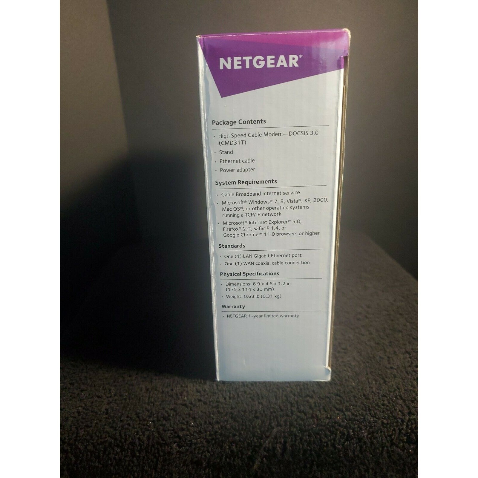 NETGEAR CMD31T-100NAS Cable Modem-New
