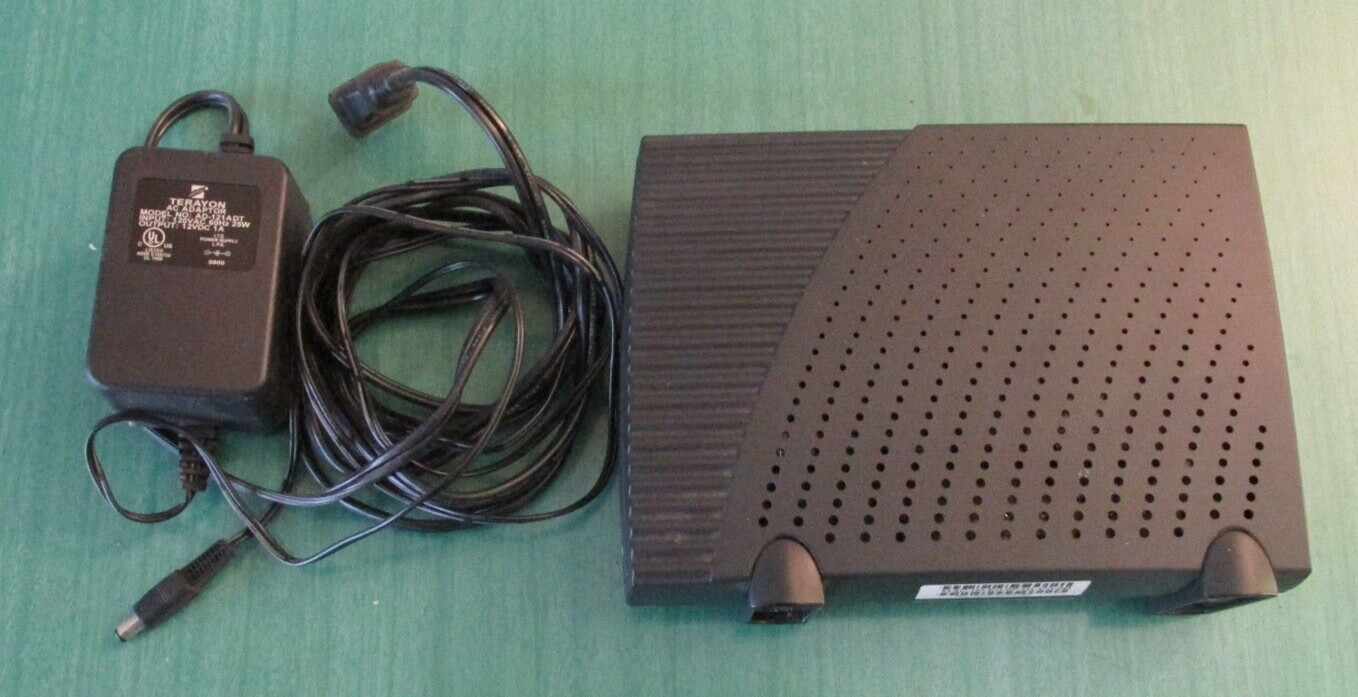 TERAYON CABLE MODEM – TJ110 / ECM110 w/ AC ADAPTOR – AD-121ADT – Used