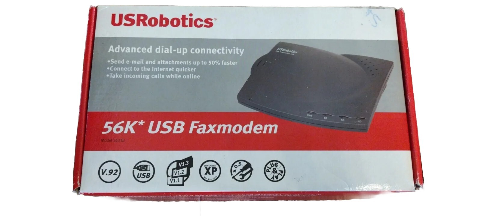 USRobotics USR5633B 56 Kbps Modem 56K USB V.92 Faxmodem New Open Box Complete