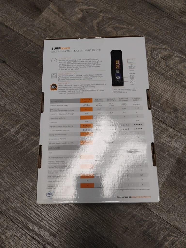 ARRIS SURFboard SBG10 DOCSIS 3.0 Cable Modem & AC1600 Dual Band black