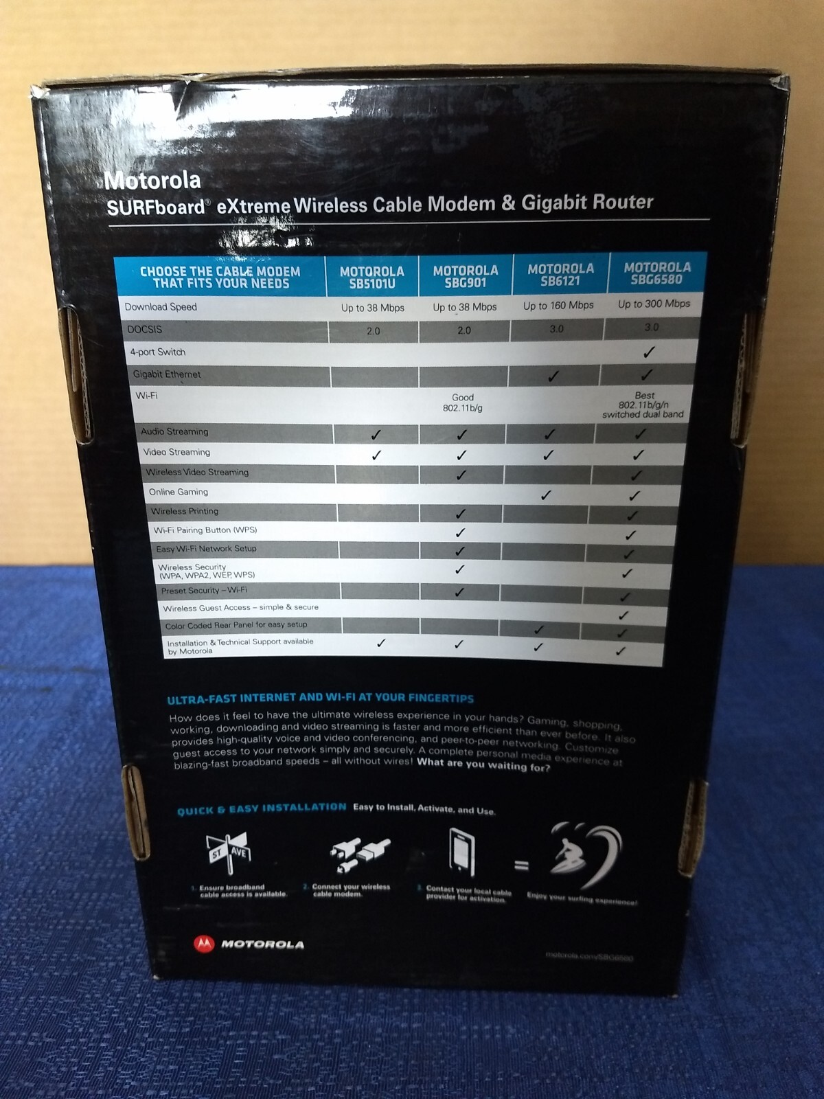 Motorola Surfboard Docsis 3.0 Cable Modem/Router SBG6580
