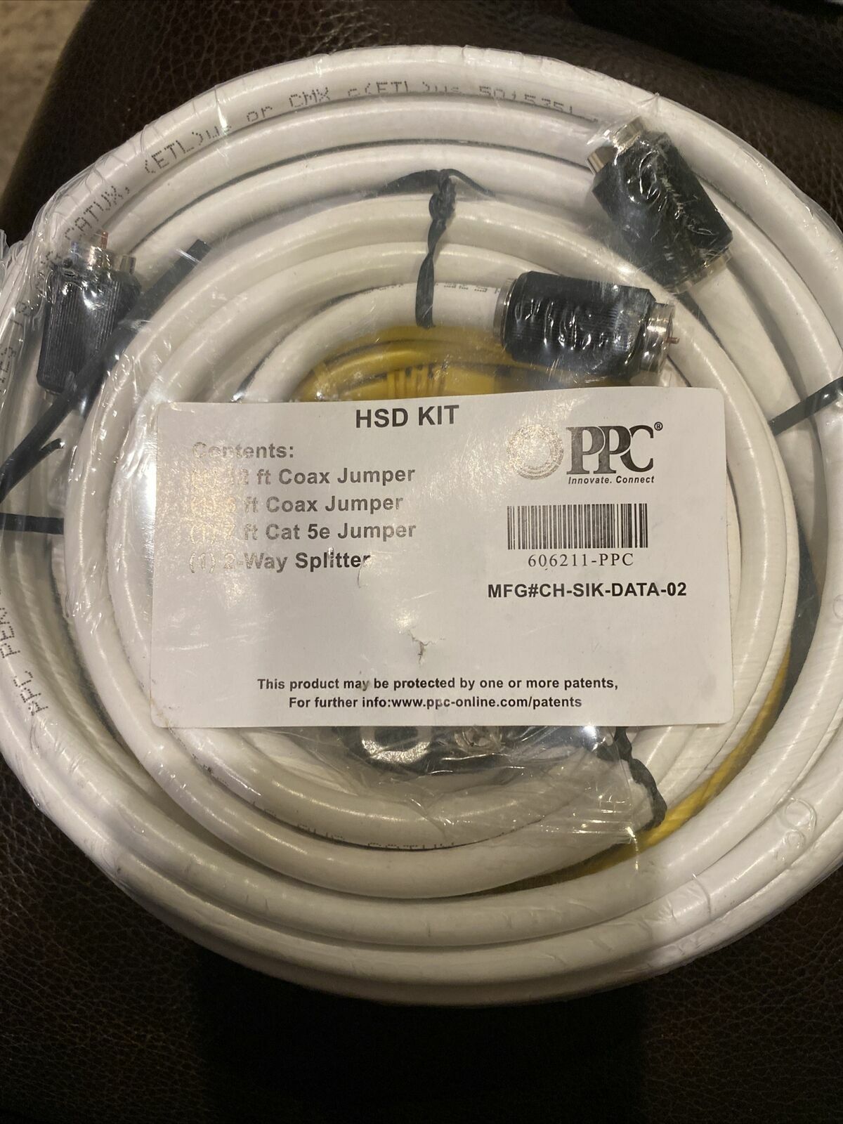 NEW PPC HSD KIT Coax Cables, Cat 5e Cable 2-Way Splitter Pack NEW ch-sik-data-02