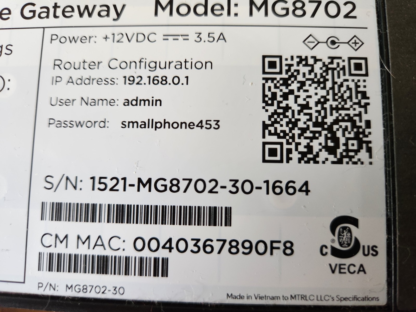 Motorola MG8702 DOCSIS 3.1 Cable Modem with Gigabit Router