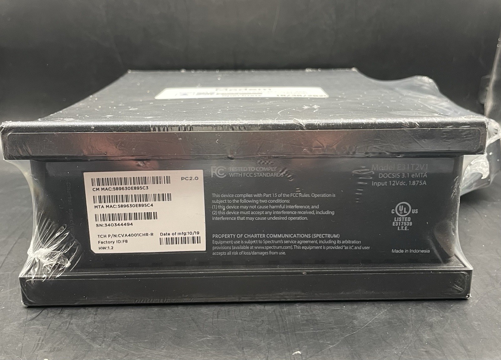 Spectrum Internet Cable Modem Model E31T2V1 DOCSIS 3.1 eMTA
