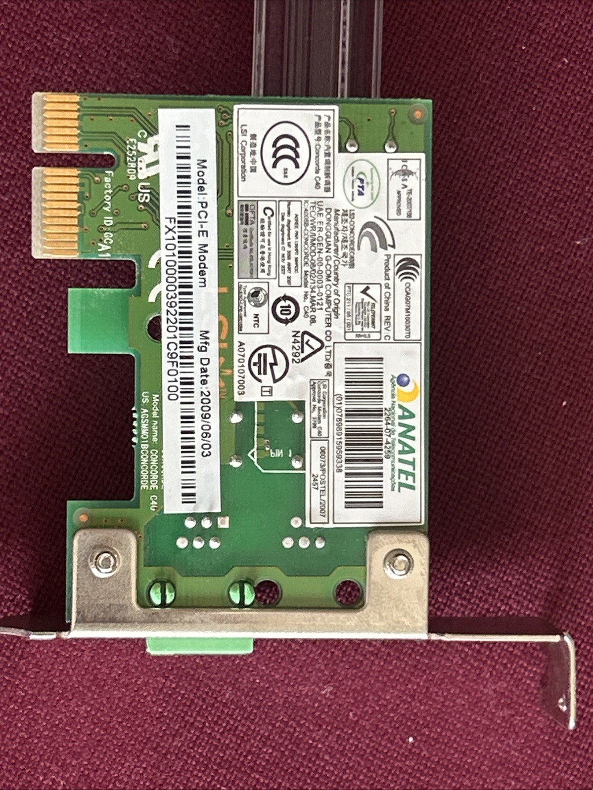 ANATEL 2264-07-4259 INTERNAL PCI-E INTERNAL MODEM NETWORK CARD