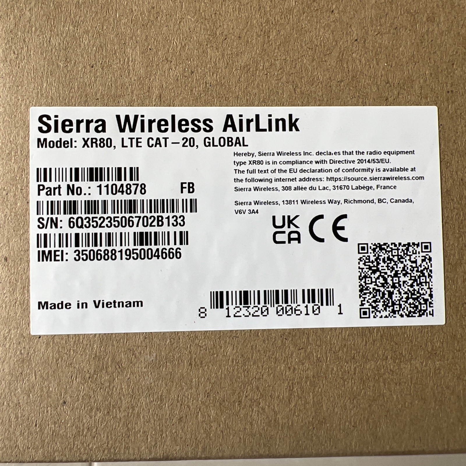Sierra Wireless AirLink XR80 4G LTE CAT-20 Industrial Router – Brand New