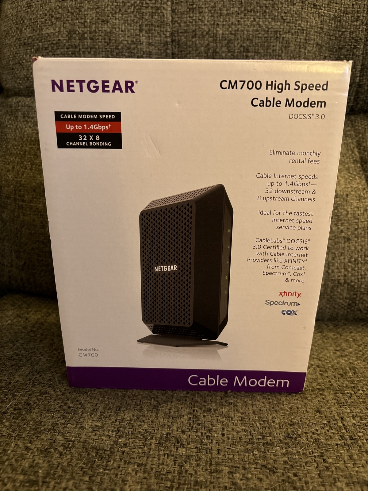 NETGEAR – 32 x 8 DOCSIS 3.0 Cable Modem – Black CM700