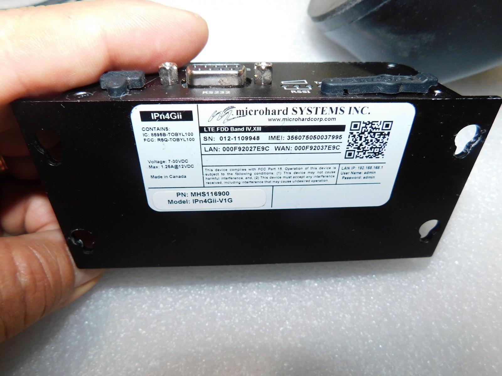 Microhard IPn4Gii-V1G 4G LTE Dual SIM Dual Ethernet Serial USB Gateway POE