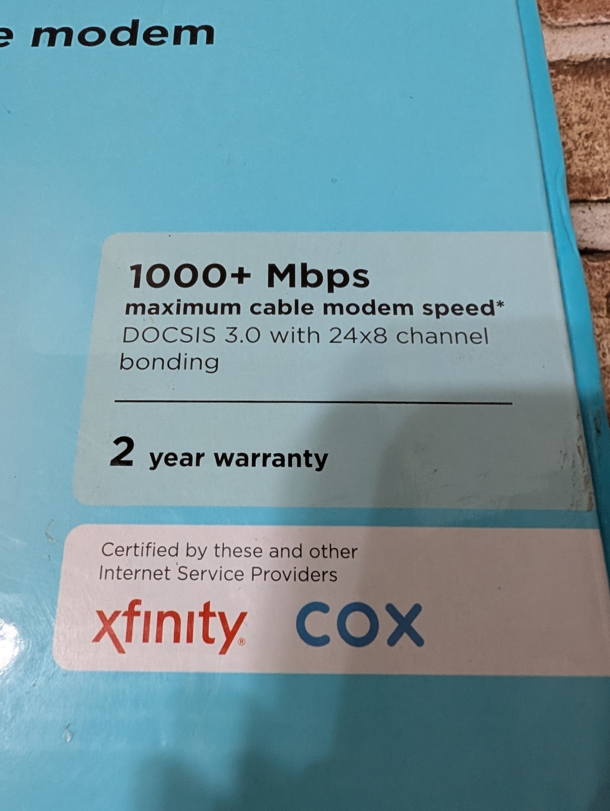 Motorola MB7621 DOCSIS 3.0 Cable Modem 24×8 1000 Mbps Gigabit Tested Works Box