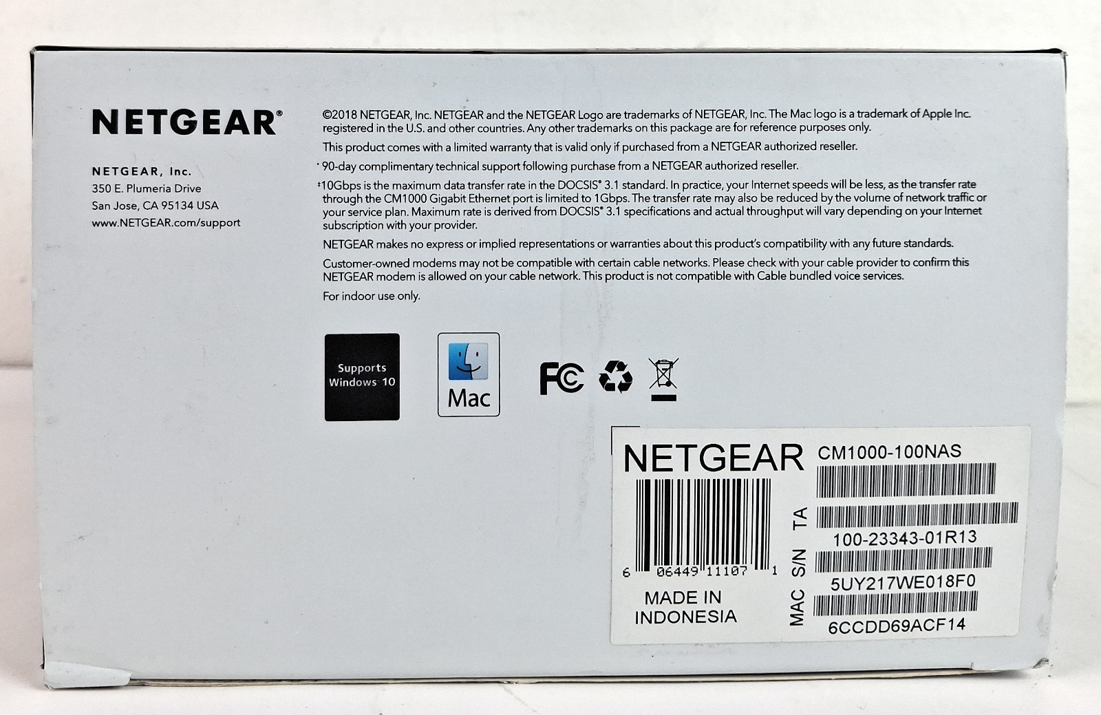 NETGEAR CM1000 DOCSIS 1000Mbps Cable Modem (CM1000-1AZNAS)