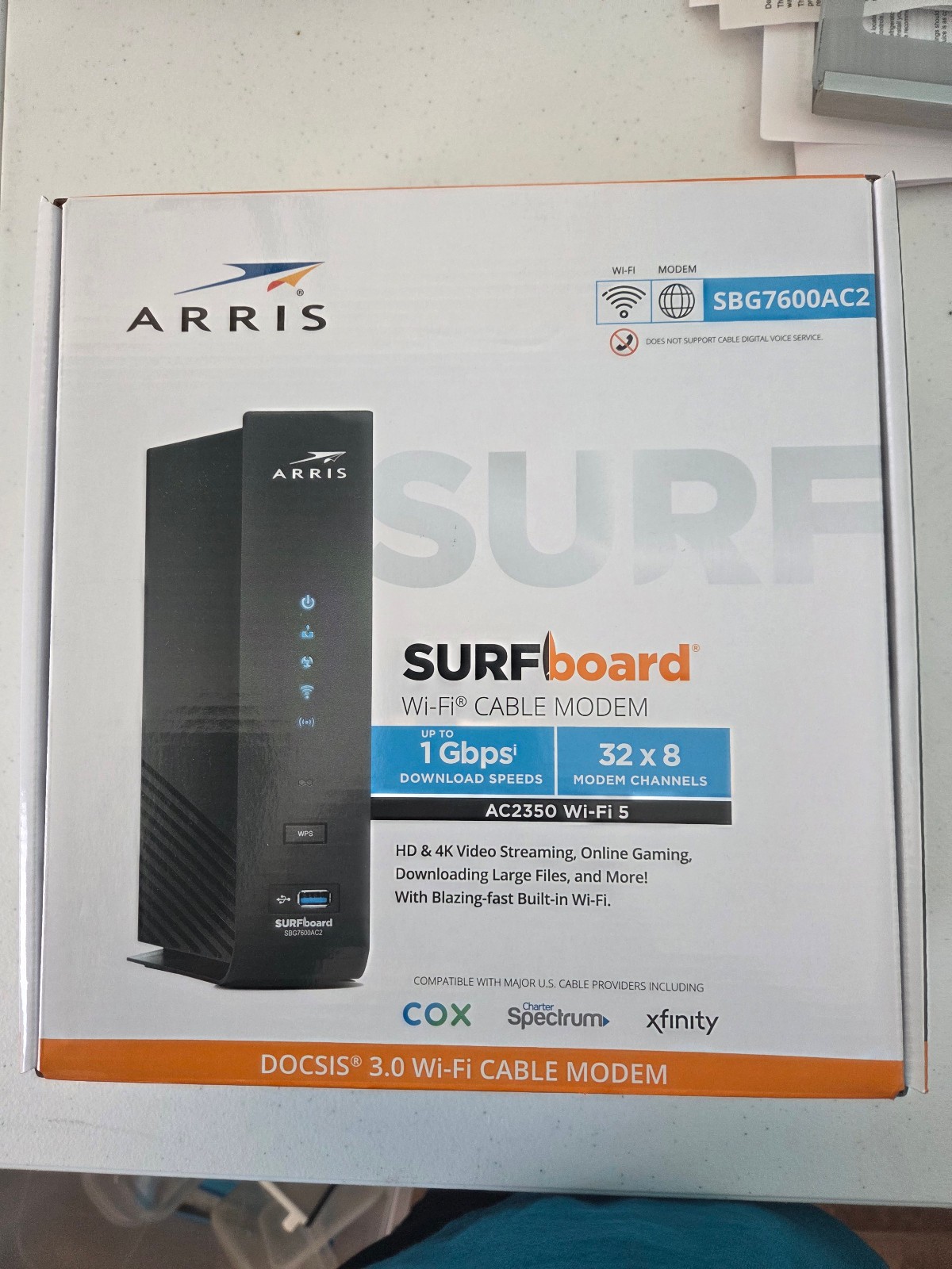 ARRIS SURFboard SBG7600AC2 DOCSIS 3.0 Cable Modem & AC2350 Wi-Fi Router