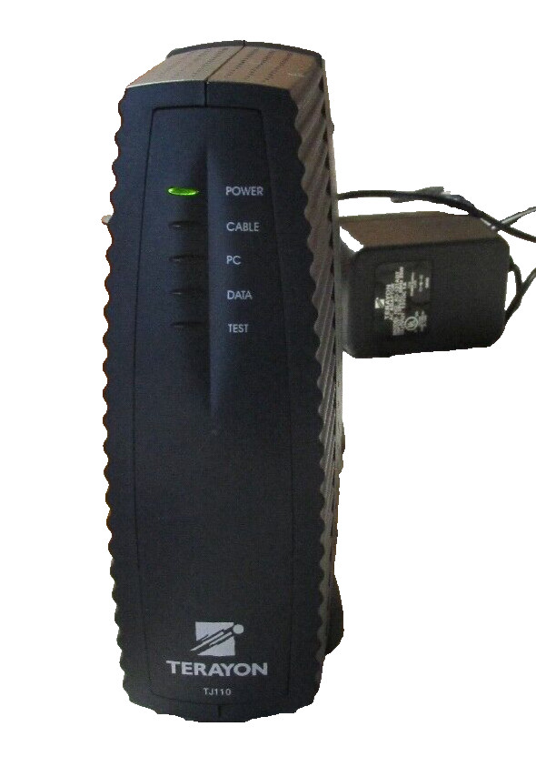 TERAYON CABLE MODEM – TJ110 / ECM110 w/ AC ADAPTOR – AD-121ADT – Used