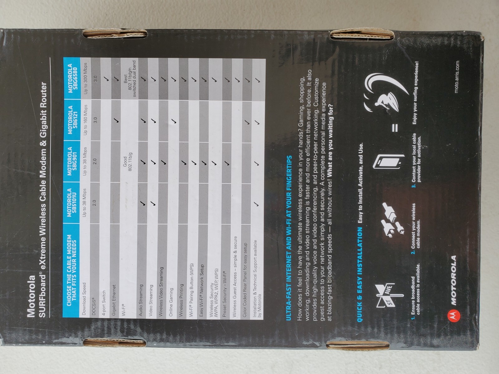 Motorola Surfboard Extreme Wireless Cable Modem And Gigabit Router