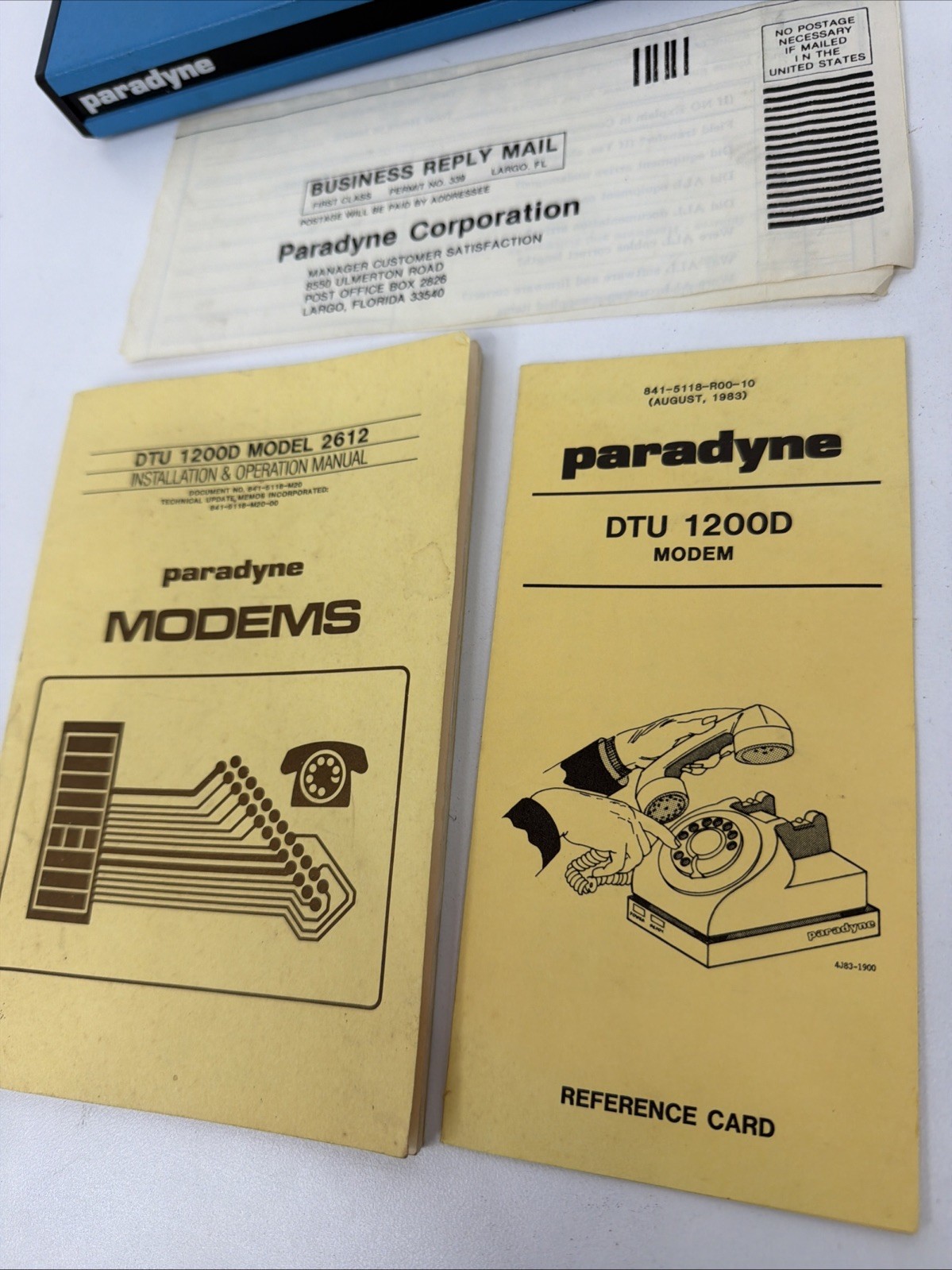 Vintage Paradyne DTU 1200 Model 2612-01 Modem w/Manuals Untested 1984
