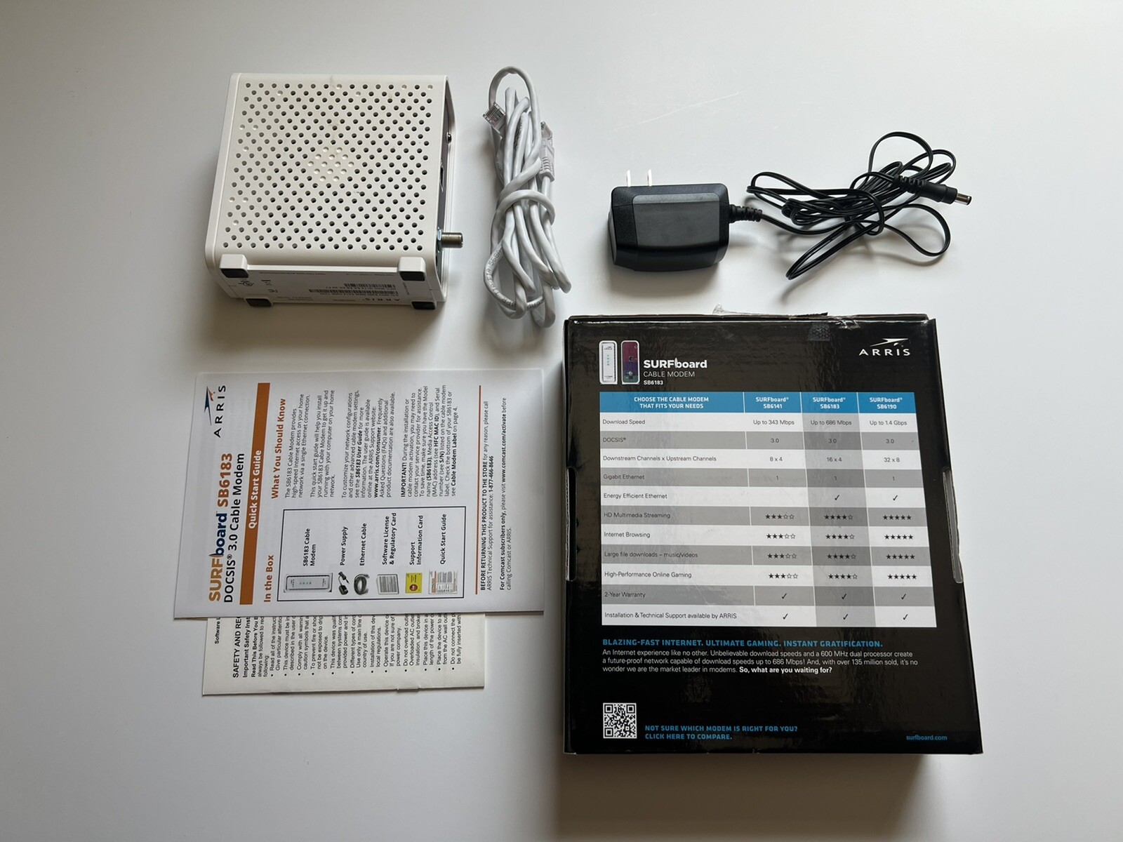 ARRIS Surf Board SB6183 Cable Modem -Internet, Cable, Bandwidth, Upgrade
