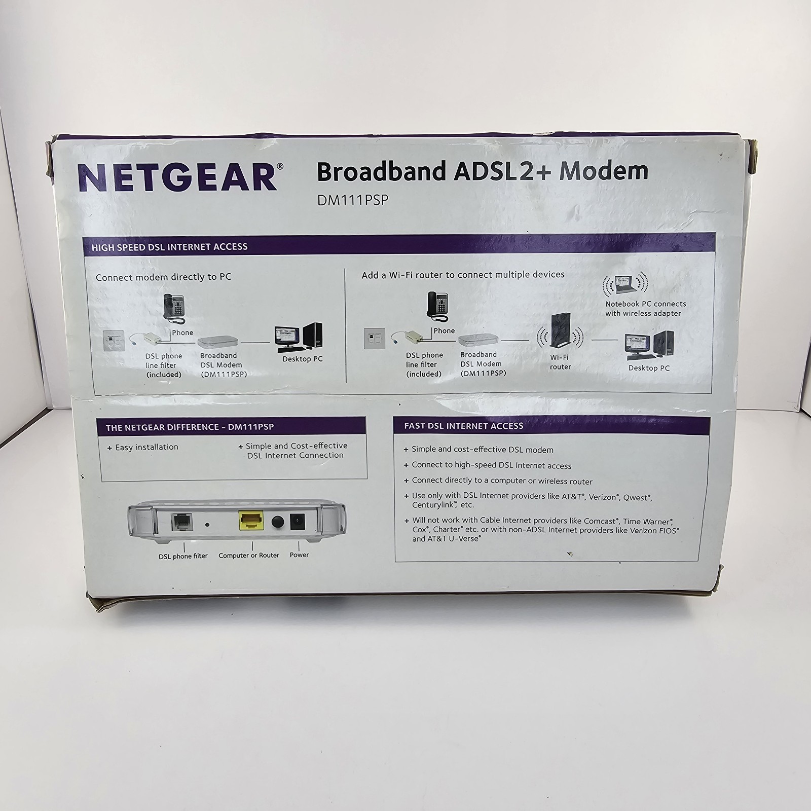 Netgear DM111PSP-100NAS ADSL2+ Wired Modem Single Ethernet Port, DSL Broadband