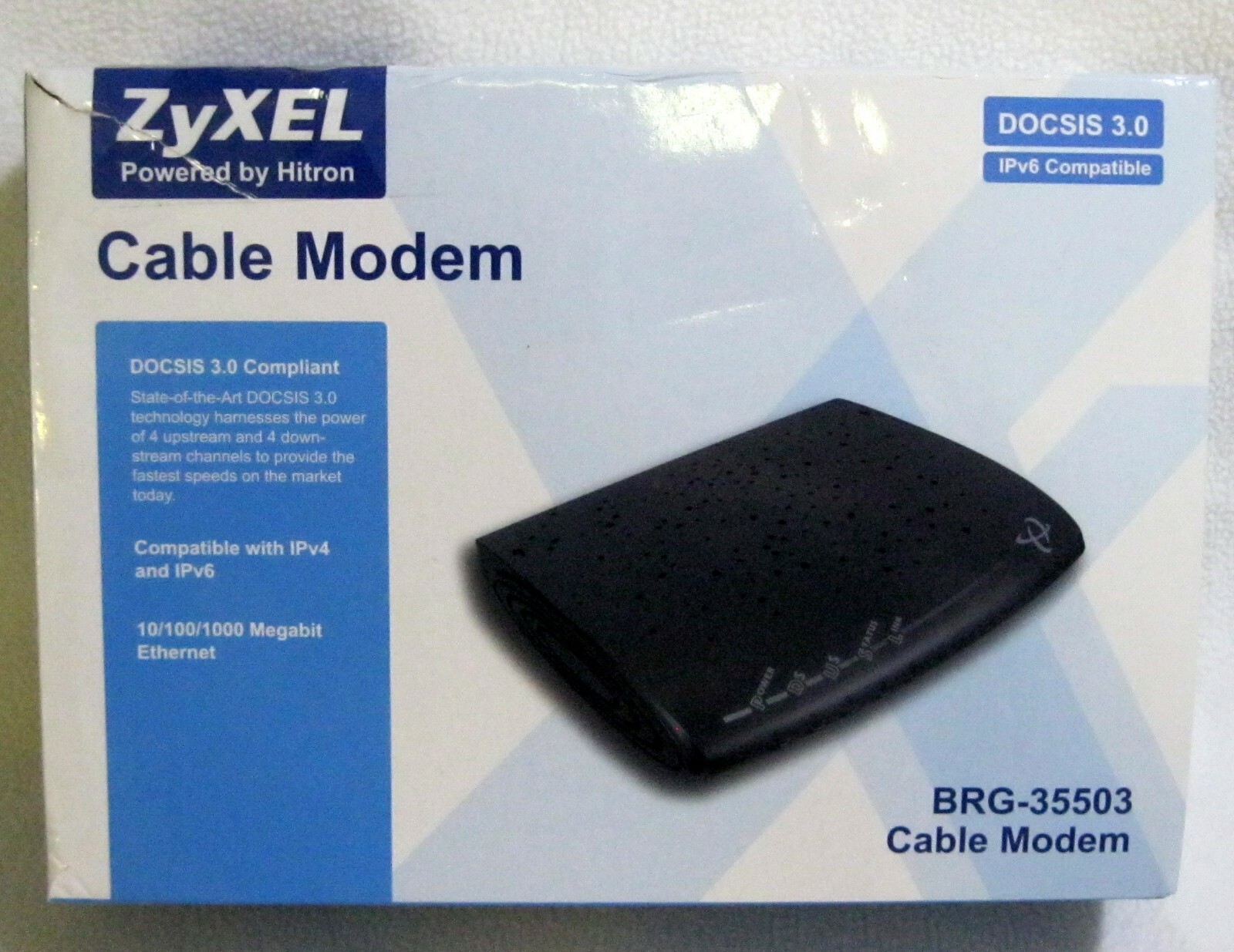 ZyXEL BRG-35503 DOCSIS 3.0 Cable Modem IPv4 + IPv6 Compatible NEW – OPEN BOX