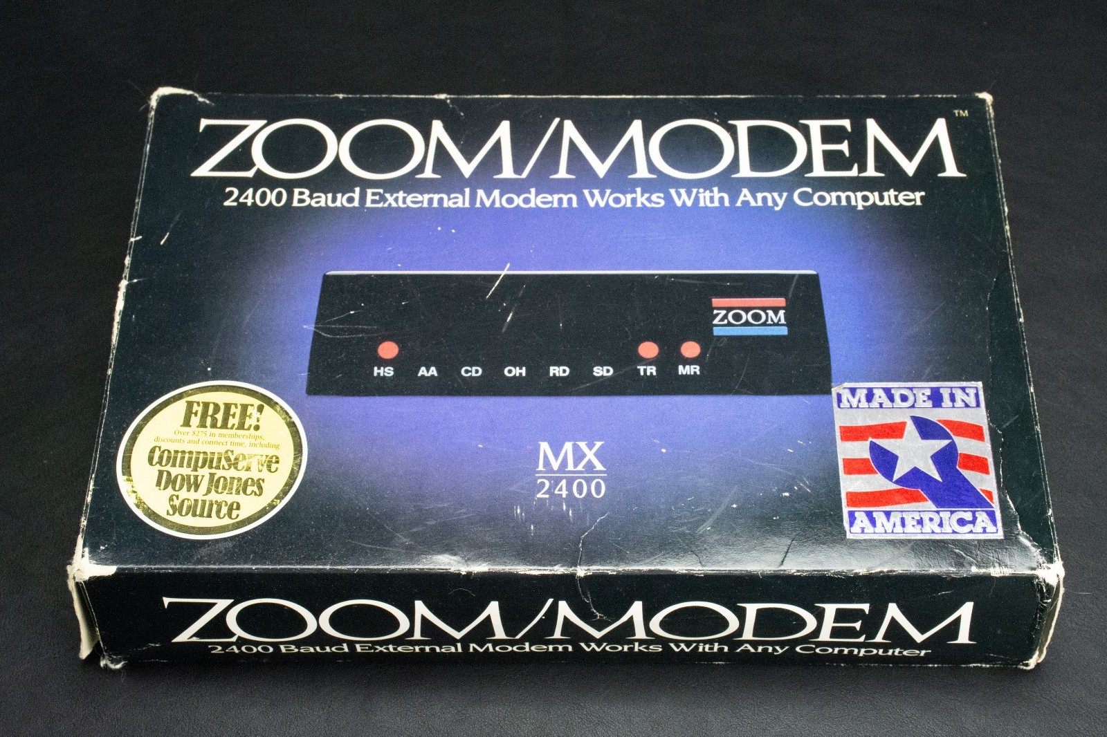 Vintage Zoom MX/AMX 2400 Baud External Dial-Up Modem Hayes Compatible RS-232