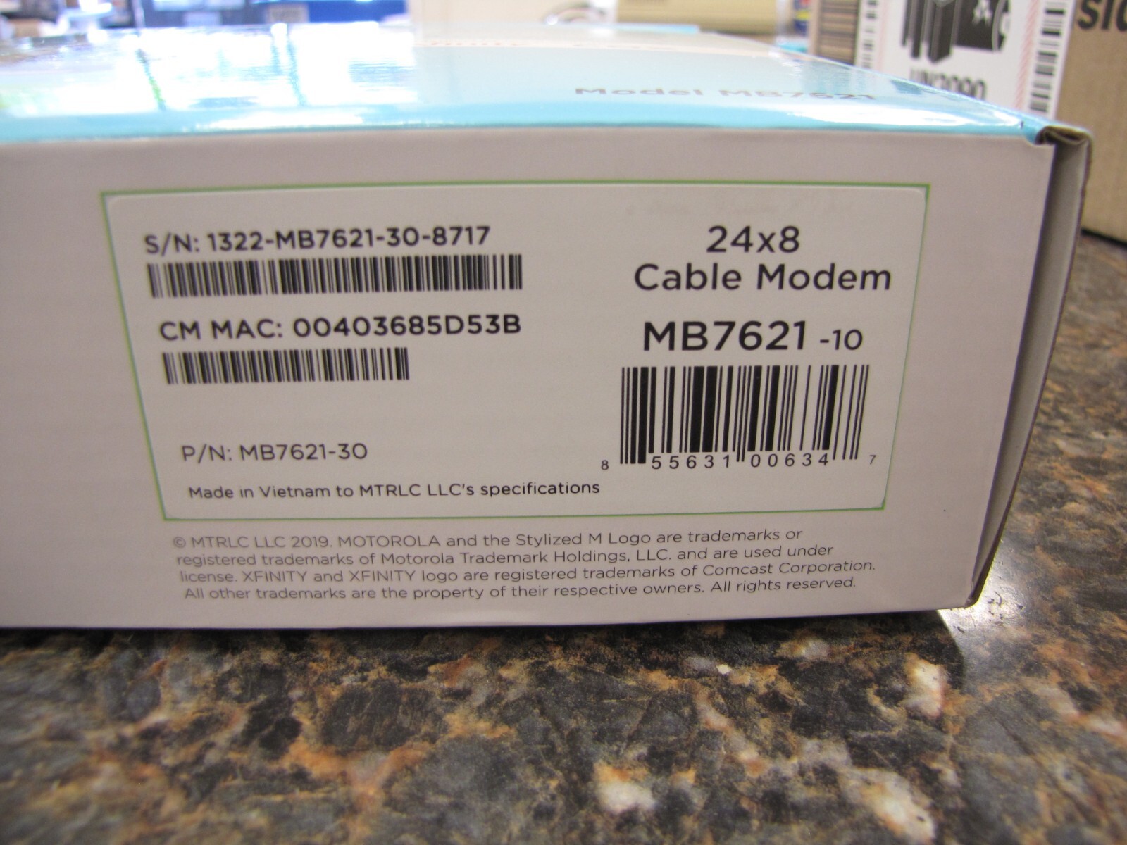 New Motorola MB7621 1000+ Mbps 24×8 Cable Modem DOCS IS 3.0 Xfinity Cox