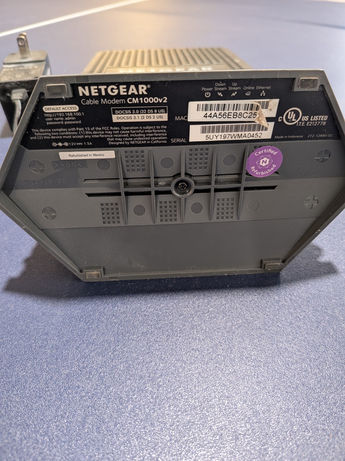 NETGEAR Nighthawk CM1000v2 Cable Modem High-Speed DOCSIS 3.1 w/ Power Adapter