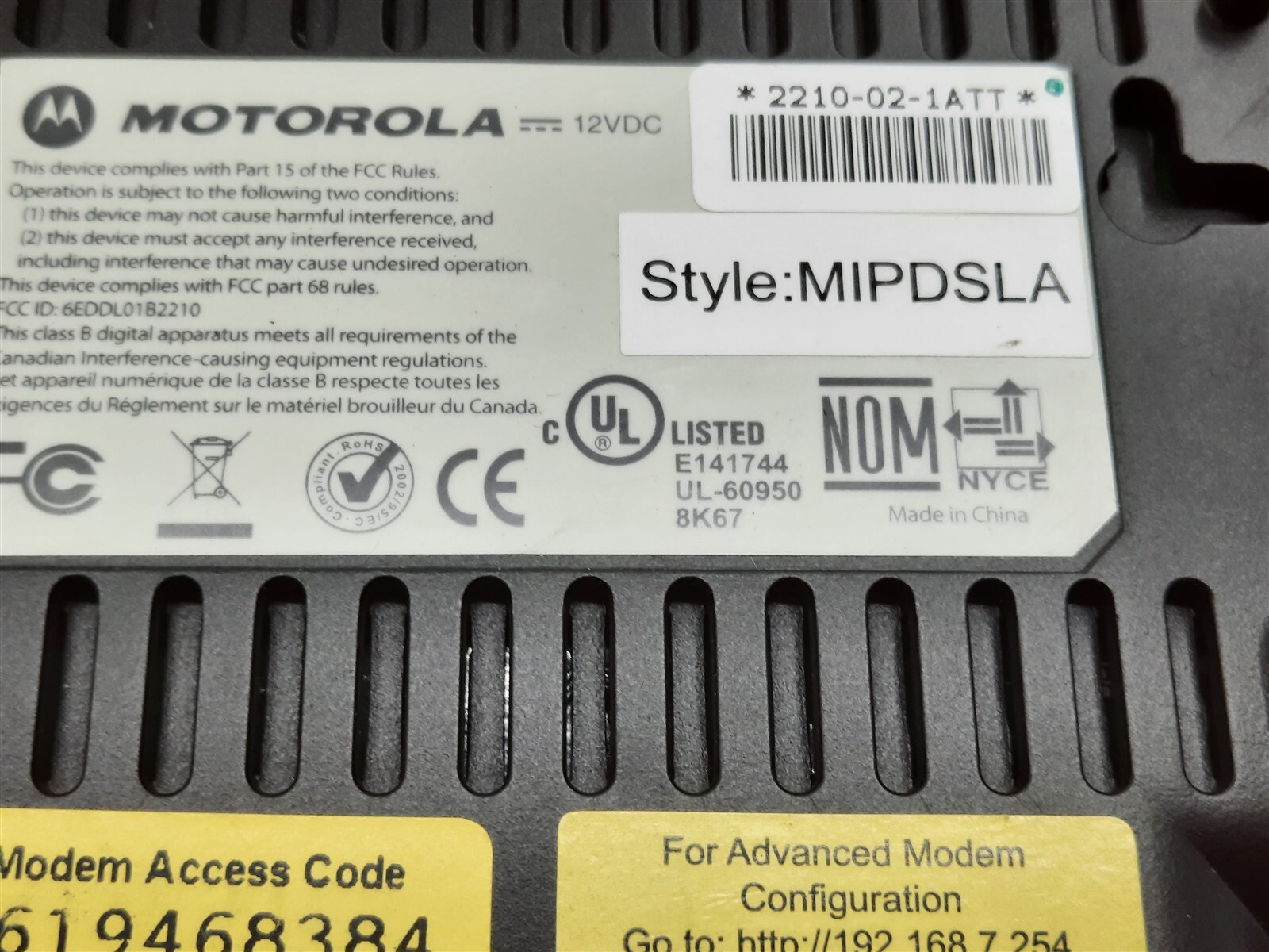 ⭐️⭐️⭐️⭐️⭐️ Motorola Modem 12VDC E141744 Router w Power Cord Black