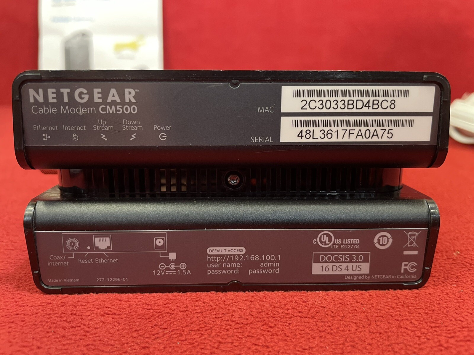 NETGEAR CM500-1AZNAS (16×4) DOCSIS 3.0 Cable Modem Max Download Speeds 680Mbps