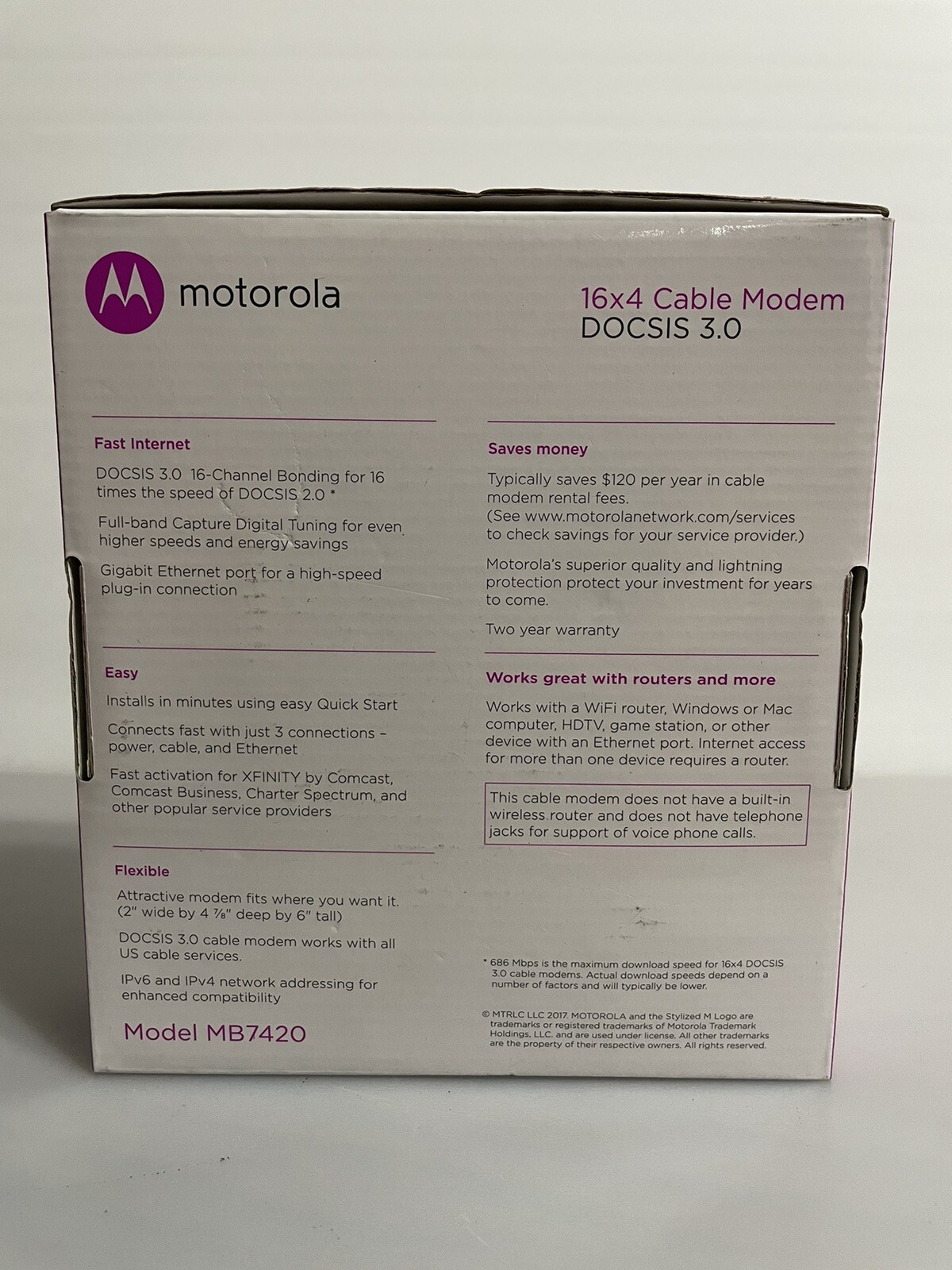 Motorola MB742010 686mbps DOCSIS 3.0 Cable Modem